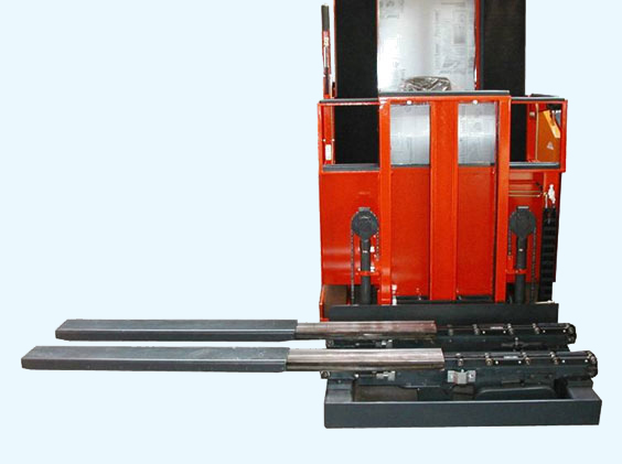 Telescopic forks handle loads in aisles 8" larger than the load insertion depth