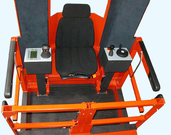 Split rear pivot mounted control consoles