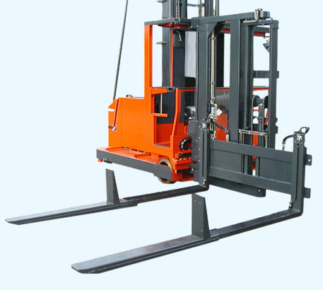 Double deep pallet storage with a manup turret forklift.