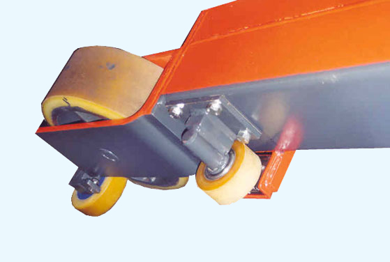 Front mounted multiple guide rollers with rail detection sensors