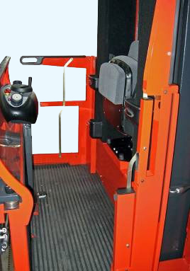 Fold up seat supports operator in a standing position