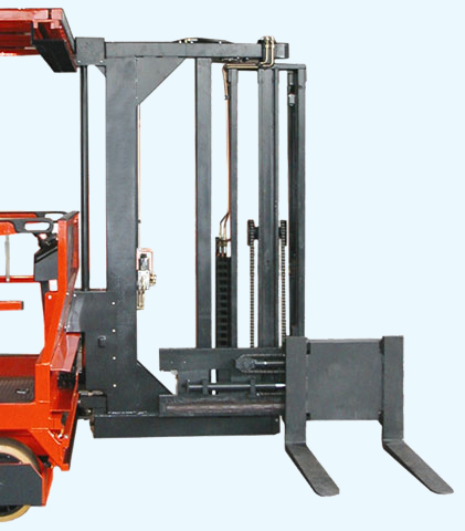 Variable load center allows operator to pick from narrow pallet